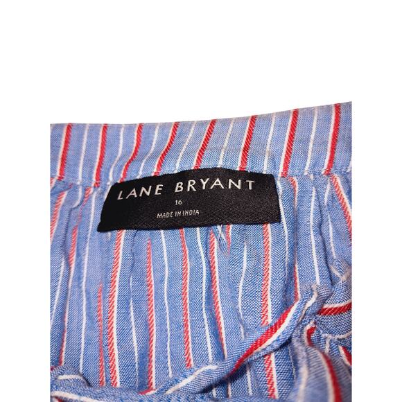 LANE BRYANT Blouse Top Plus‎ 16 XL Boho Peasant Flowy Natural Red White Blue - Picture 3 of 7